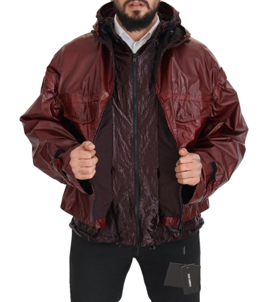 Dolce & Gabbana Bordeaux Bomull Huva Full Zip Herrjacka - Image 6