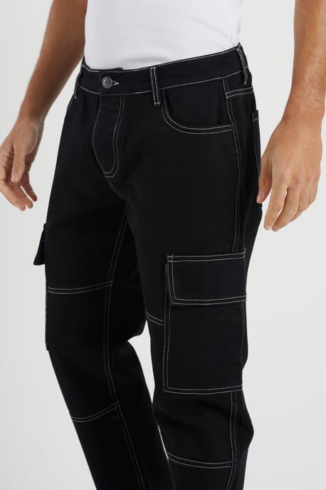 Brave Soul Mens Cargo Jeans Loose Fit Combat Jeans - Image 4