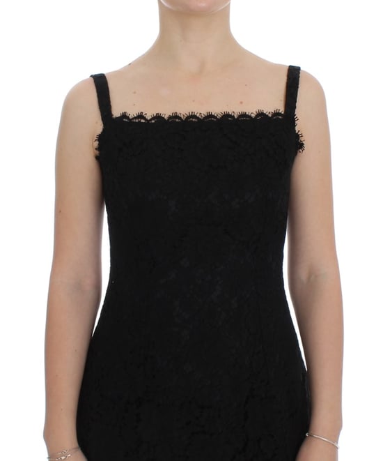 Dolce & Gabbana Women's Black Floral Lace Shift Knee Length Dress - Image 5
