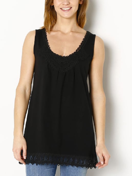 Lace Trim Sleeveless Top