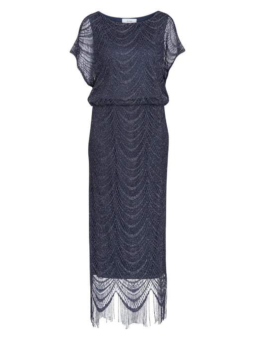 Arleen Long Blouson Fringe Hem Dress