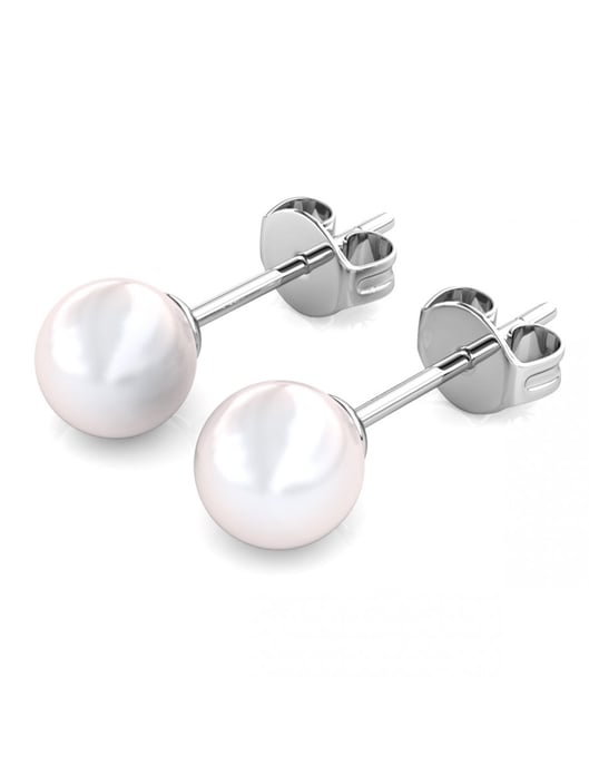 Full Moon Pearl Earrings - Silver and Crystal - Image 4