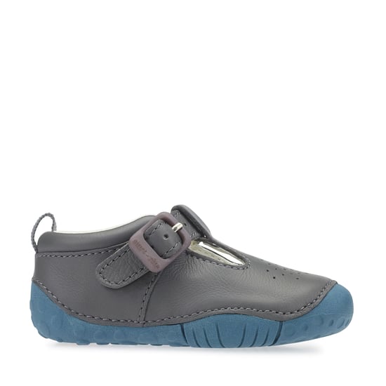Start-Rite Baby Jack T-Bar Leather Pre-Walker Shoes - Grey