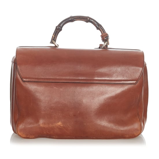 Vintage Gucci Bamboo Leather Briefcase Brown - Image 3