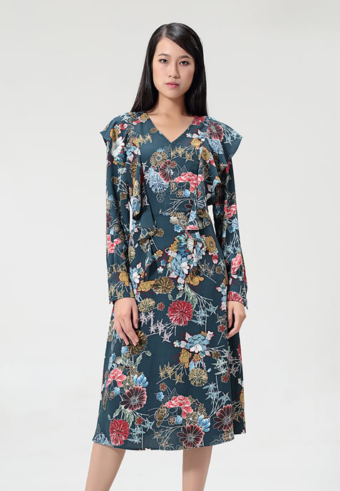 Fit-and-flare bloem-print midi-jurk - Image 2