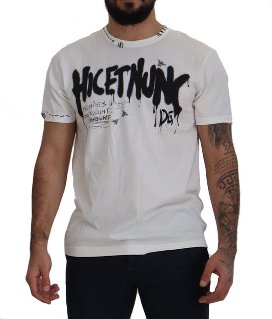 Dolce & Gabbana White Amor Bomull Crewneck Herr T-shirt - Image 1