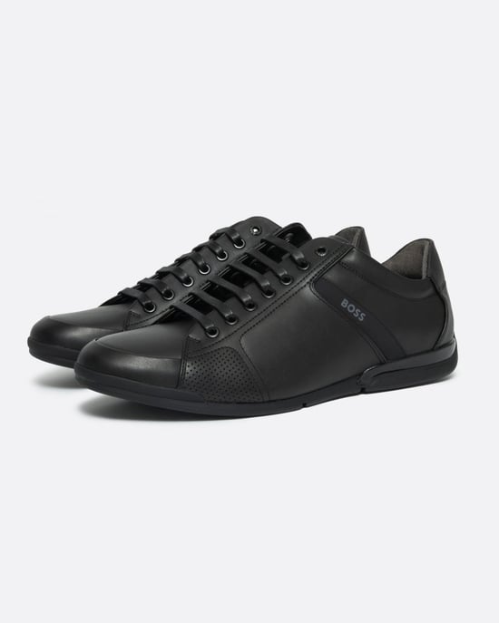 BOSS Orange Saturn Mens Low Profile Leather Trainers With Odour-Control Lining NOS - Image 1