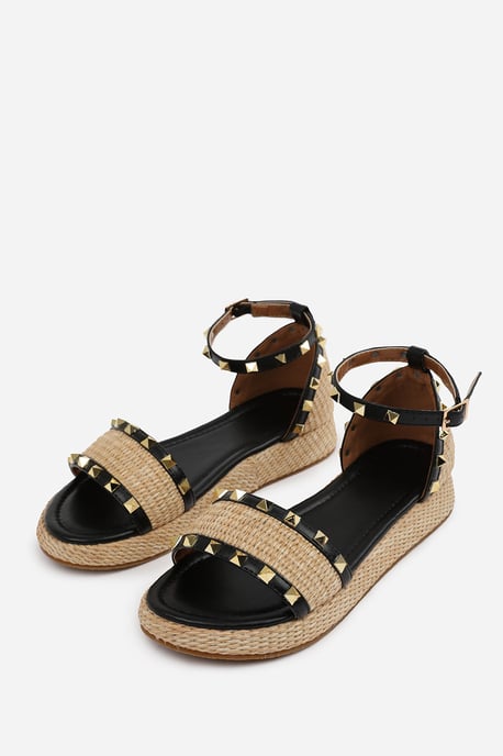 Wheres That From Womens 'Katara' Studded Gladiator Braided Strap Espadrille Flatform