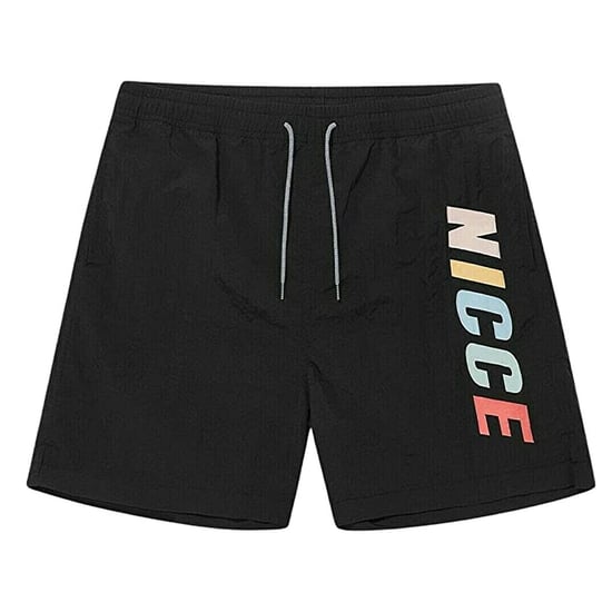 Nicce Graphic Logo Stretch Waist Black Mens Myriad Swim Shorts 211 1 06 17 0242