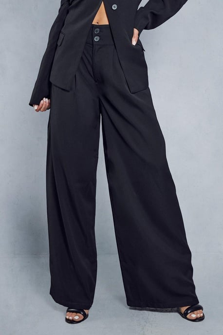 Tailored High Waisted Button Detail Trousers - Image 5