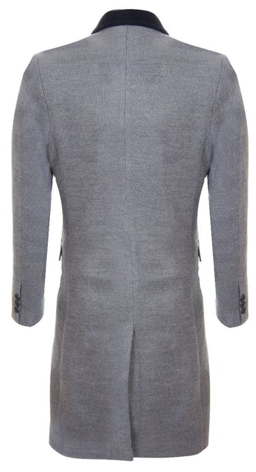 Mens 3/4 Long Double Breasted Grey Crombie Overcoat Wool Coat Peaky Blinders