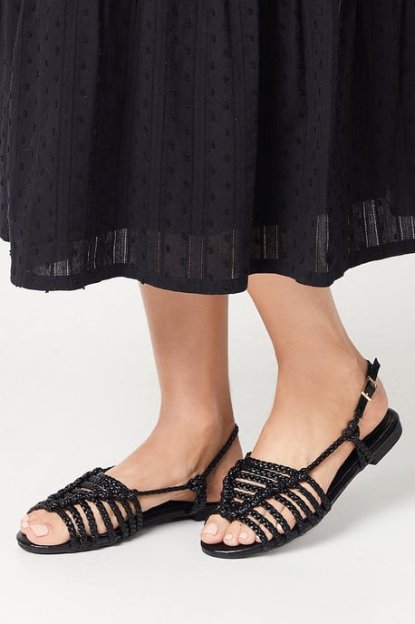 Luna Plaited Slingback Flat Sandals
