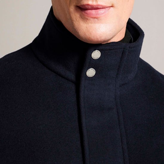 Heren Ted Baker Ederson Wollen Blend Trechterhals Mantel in Navy - Image 4