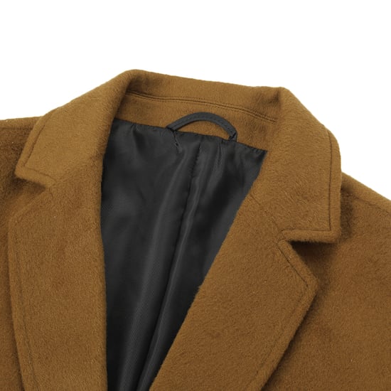 Knälång vinterullrock för män Slim Fit Turn-Down Collar Businessrockar Khaki - Image 4