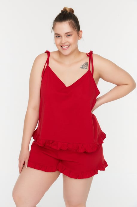 Koele Comfort Plus Size Pyjama Set in Rood - Image 2