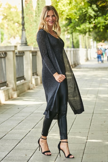 Pewter Metallic Super Sparkly Longline Cardigan