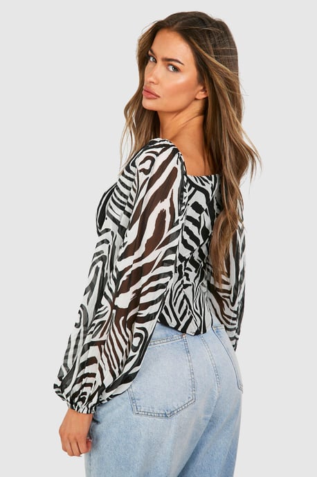 Zebra Volume Sleeve Blouse
