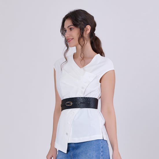 Geplooide asymmetrische top met dubbele borst - Image 3