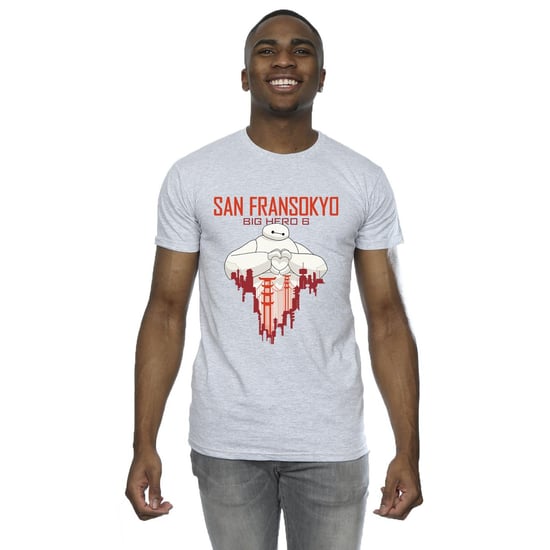 Disney Mens Big Hero 6 Baymax San Fransokyo Heart T-Shirt (Sports Grey)