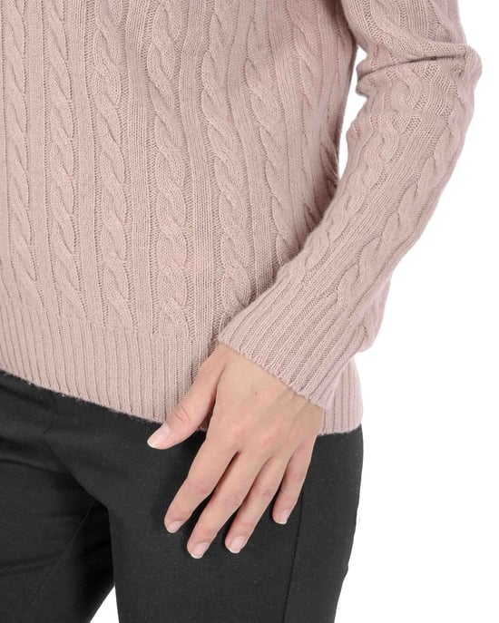 Crown Of Edinburgh Cashmere Womens Round Neck Sweater Coe 0033 Pink