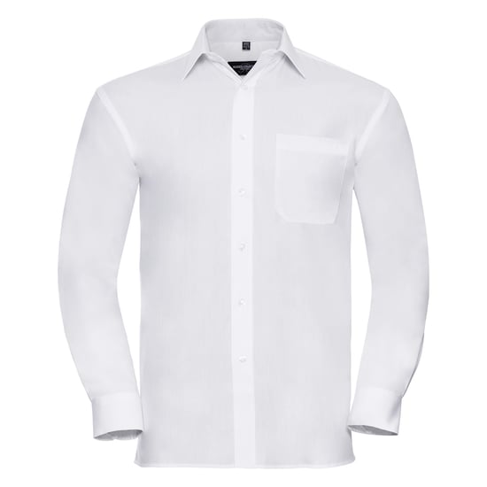 Russell Mens Long Sleeve Pure Cotton Work Shirt (White) - Image 1