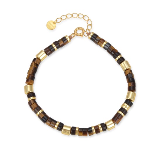 Luxenter Sterling Silver 925 bracelet with Tiger Eye finished in 18K yellow gold - Ihun