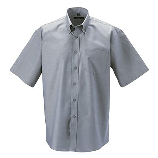 Russell Collectie Heren Korte Mouw Easy Care Oxford Shirt (Zilvergrijs) - Image 3