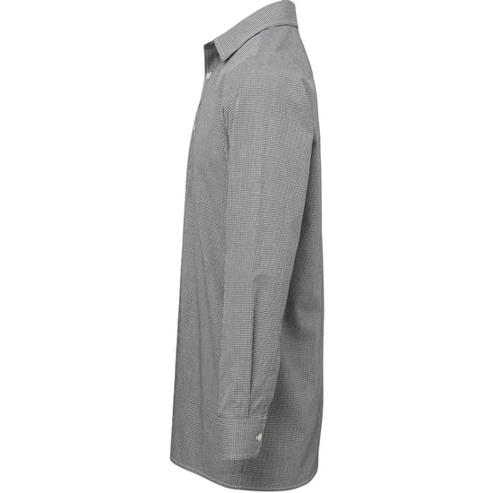 Premier Mens Microcheck Long Sleeve Shirt (Black/White)