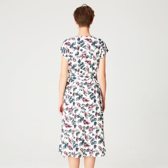 Wrap leaves print dress
