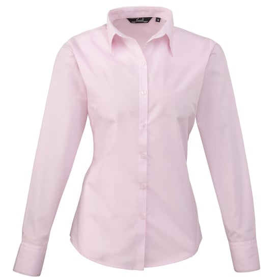 Premier Dames/Dames Popeline Blouse met Lange Mouwen (Roze) - Image 1