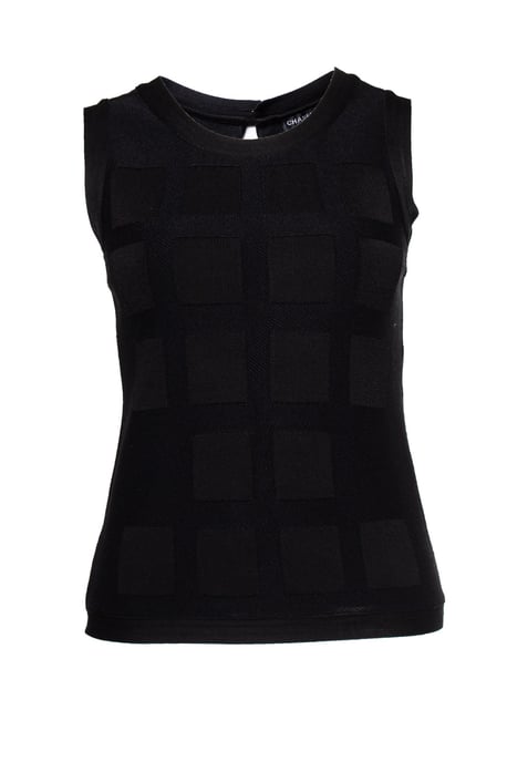 black woven top with structured print - Image 1