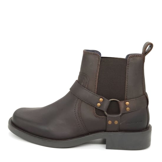 HX London Malden Leather Brown Mens Chelsea Biker Western Square Toe Boots