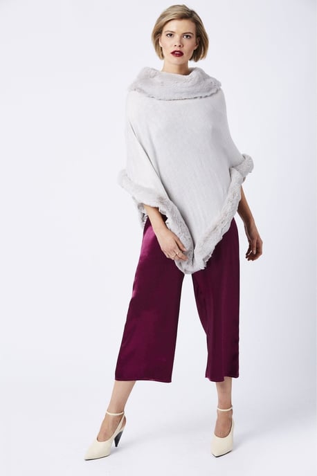 Faux Fur Trim Poncho