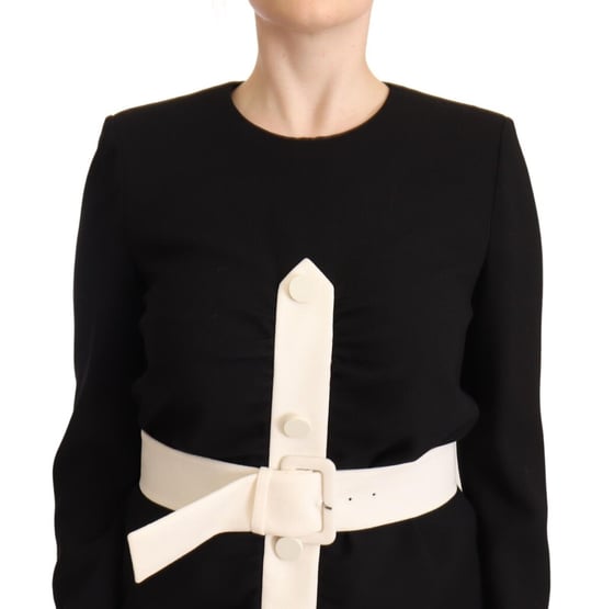 Givenchy vrouwen zwart wollen jurk met lange mouwen en riemen, mini mantelpakje - Image 4