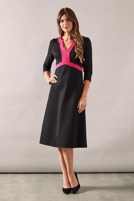 Contrast Detail Ponte Midi Dress - Image 1