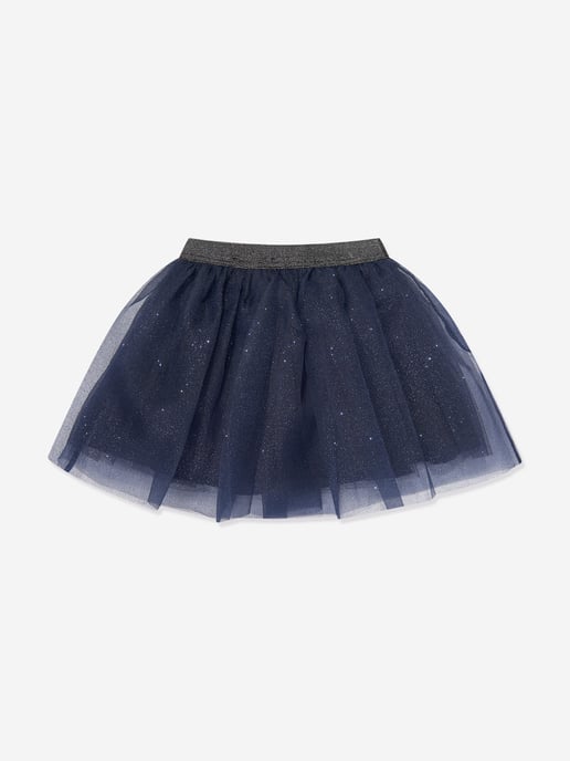 Mama Luma Girls Organza Flower Skirt in Navy