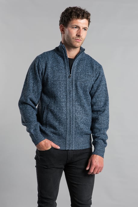 Light Blue Funnel Neck Zip-Through Cardigan
