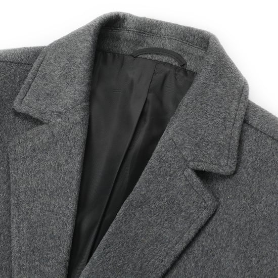 Knälång vinterullrock för män Slim Fit Turn-Down Collar Business Coats Grå - Image 4