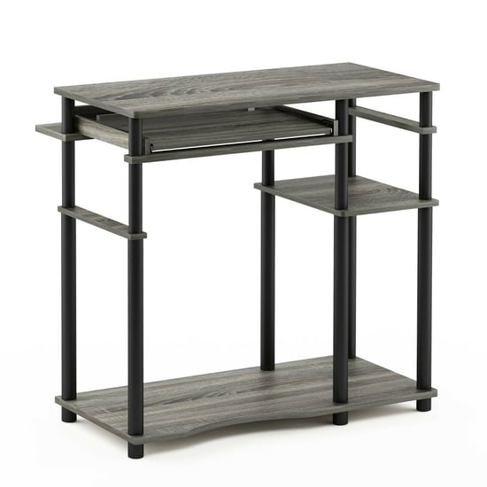 Furinno Abbott Computer Desk with Bookshelf - French Oak Grey/Black