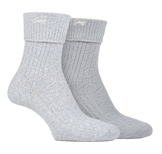 Ladies Turn Cuff Socks | Jeep | Walking Boot Socks Women, Comfortable Performance Polyester Socks - Slate / White - Image 1
