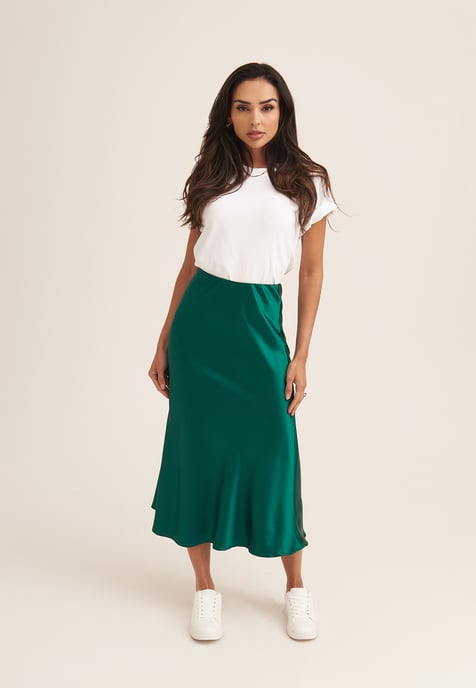 Satin Bias Cut Midi Skirt