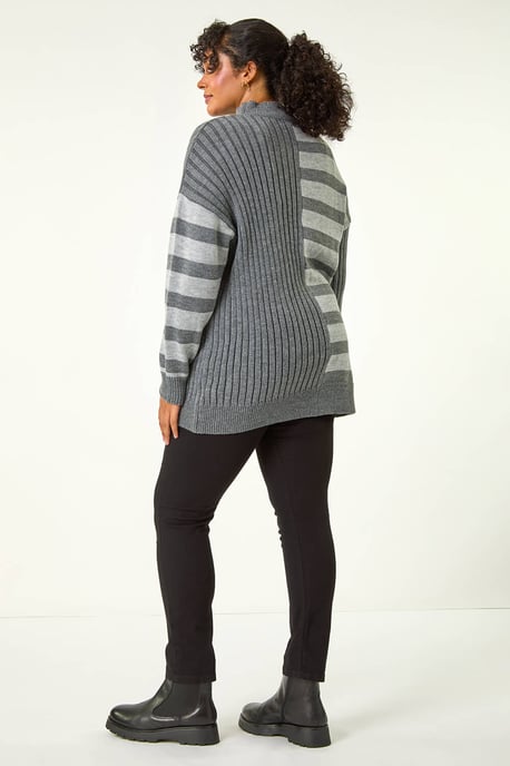 Curve Contrast Stripe High Neck Jumper