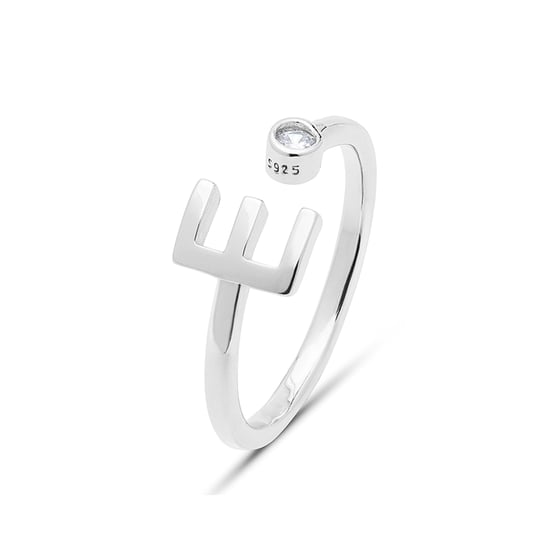 Luxenter 925 Sterling zilveren ring met gerhodineerde briljant zirkonia - Alfabet - Image 1
