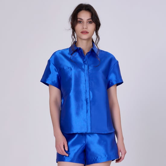 Short sleeve shirt in taffeta - Image 2