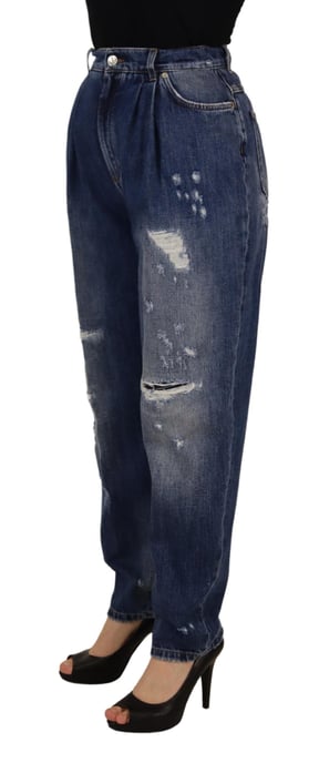 Dolce & Gabbana Blue Washed High Waist Loose Fit Women's Pants - Image 3