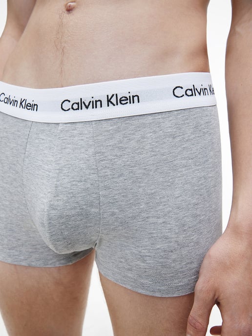 Calvin Klein 3 Pack Trunks - Mid Rise - Cotton Stretch, Black/White/Grey