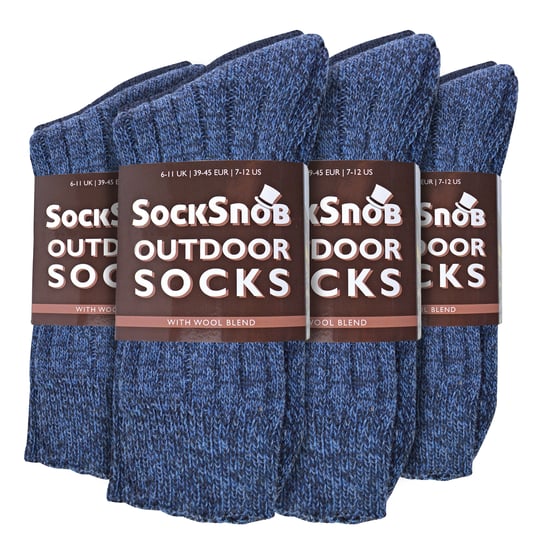 Sock Snob - 12 par herrstövelsockor i ull för vandring - Blå - Image 2