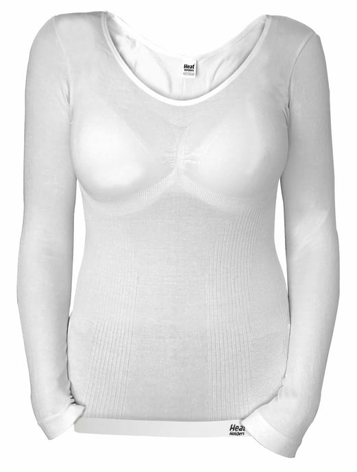 Heat Holders - Ladies Cotton Thermal Underwear Long Sleeve Top Vest - Image 1