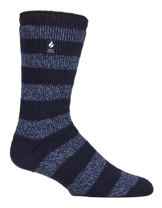Värmehållare - Extra tjocka termiska strumpor för herrar för vintern | Varma fluffiga fleeceisolerade strumpor | Gåvor till män - Navy / Denim (Palermo) - Image 1