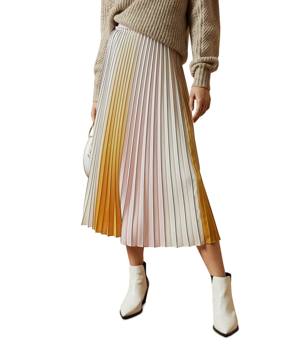 Ted Baker Noviia Ombré Pleated Skirt, Yellow